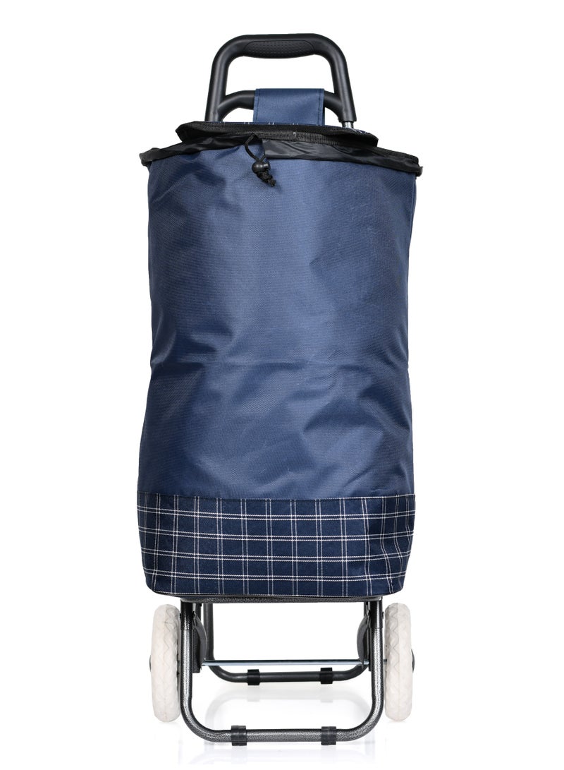 A cart for shopping for daily items with a foldable chair  - Image 1