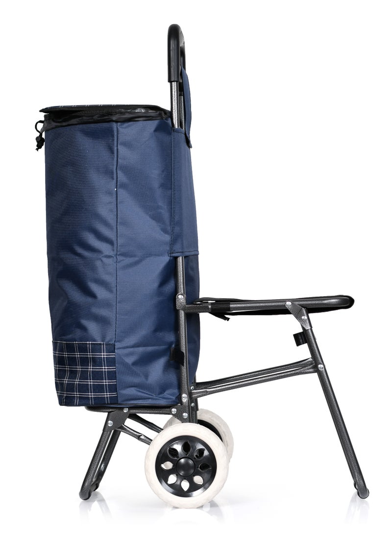 A cart for shopping for daily items with a foldable chair  - Image 2