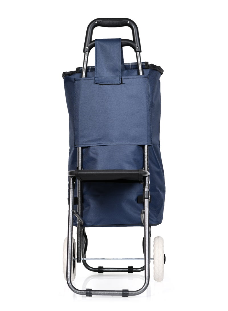 A cart for shopping for daily items with a foldable chair  - Image 3