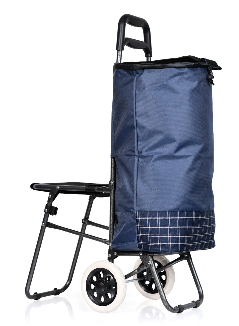 A cart for shopping for daily items with a foldable chair  - Image 4