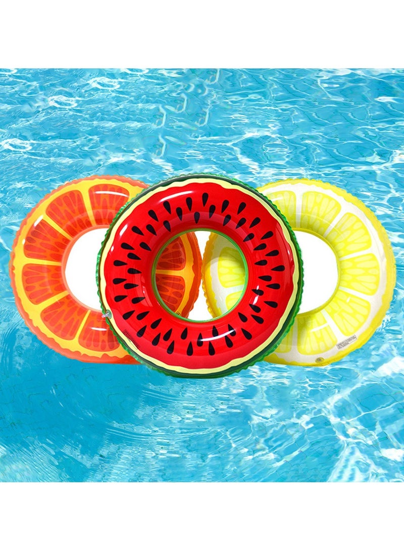 3 قطع حلقات سباحة مع عوامات مسبح عائمة للأطفال البالغين 32.5 بوصة عوامات مسبح فواكه 32.5 بوصة حلقات أنبوبية لحفلات العوم المائية الصيفية على الشاطئ، وحمام السباحة، والمحيط، ووقت الشاطئ - Image 1
