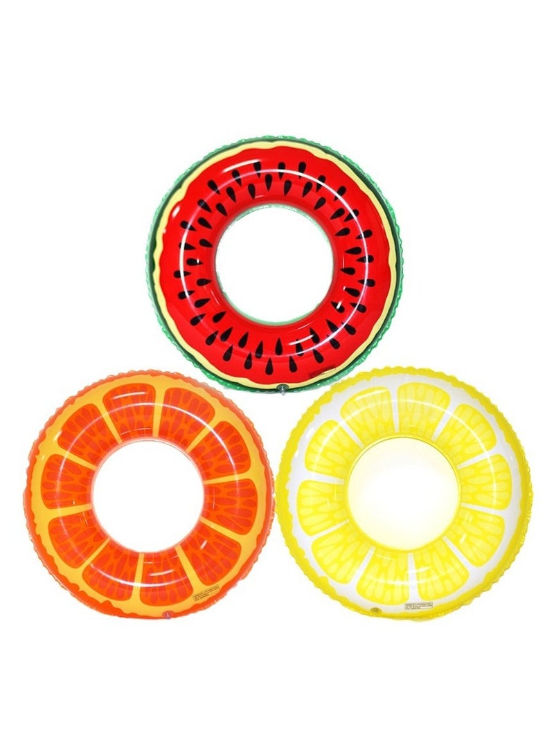 3 قطع حلقات سباحة مع عوامات مسبح عائمة للأطفال البالغين 32.5 بوصة عوامات مسبح فواكه 32.5 بوصة حلقات أنبوبية لحفلات العوم المائية الصيفية على الشاطئ، وحمام السباحة، والمحيط، ووقت الشاطئ - Image 2