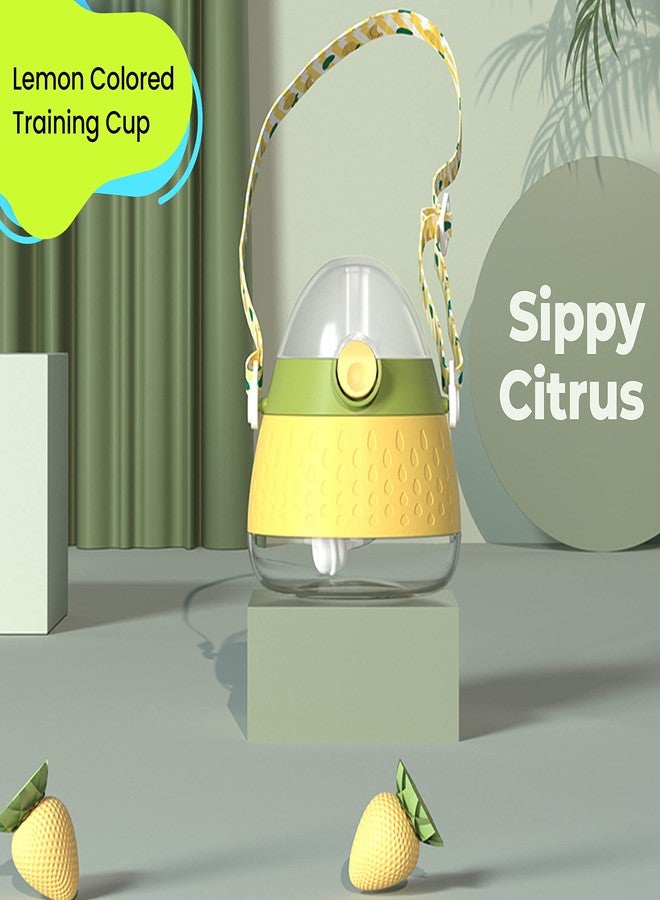 StarKiddo® Citrus Training Sipper Bottle with Weighted Straw and Strap- Spill-Proof - Suitable for Babies 12+ Months - Tritan Material - Cute Fruit Shape - 280ml (Citcus Yellow) - Image 2