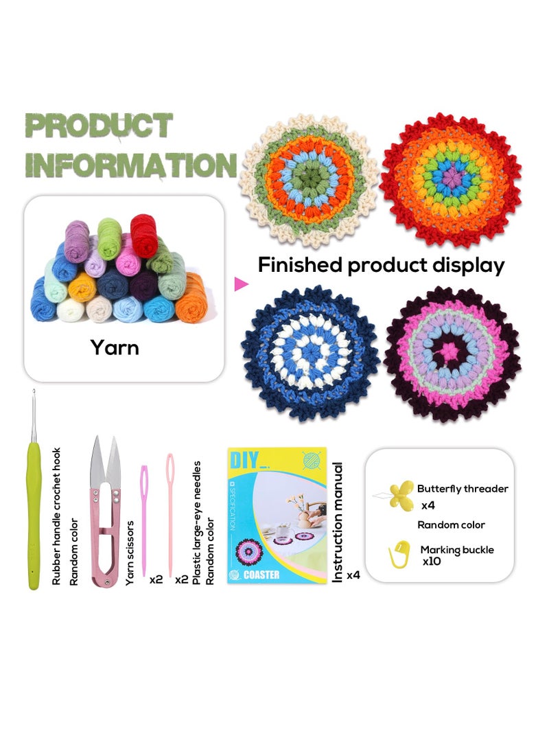 Excefore Crochet Kit for Beginners, Flower Crochet Kit for Kids and Adults, Step-by-Step Video Tutorials, Suitable for Starters Adult Kids Instruction and Video Tutorials - Image 2
