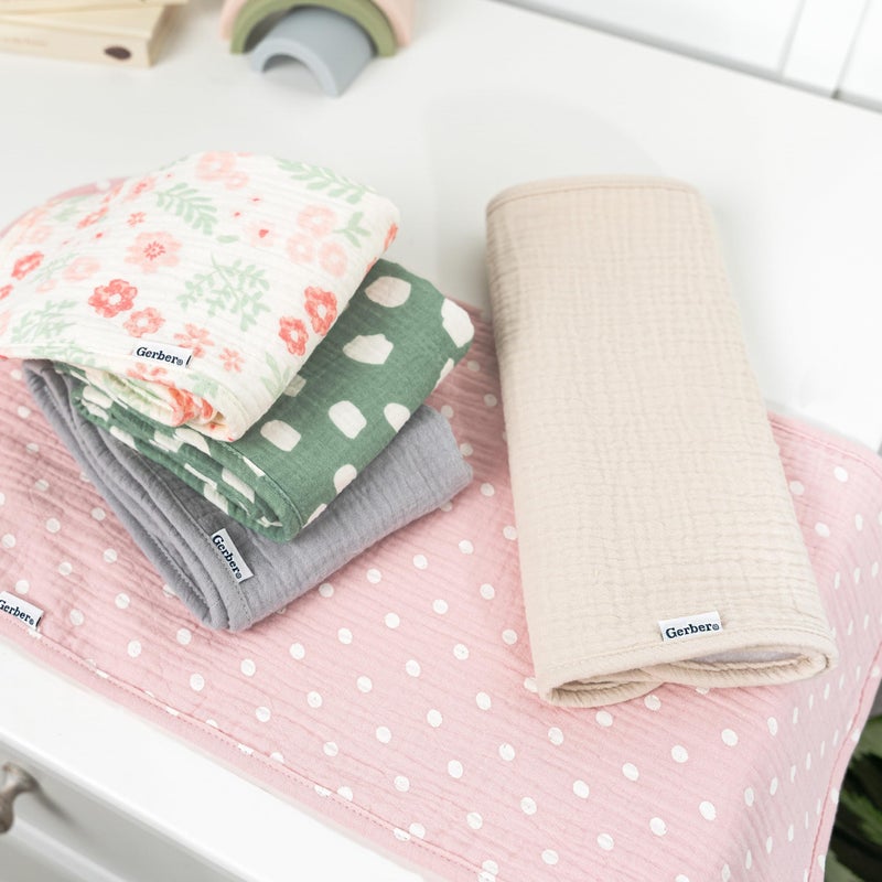 Gerber Baby Unisex Muslin Burp Cloths 5-Pack, Multi Pink Floral, Large Size 20" x 10" - Image 5