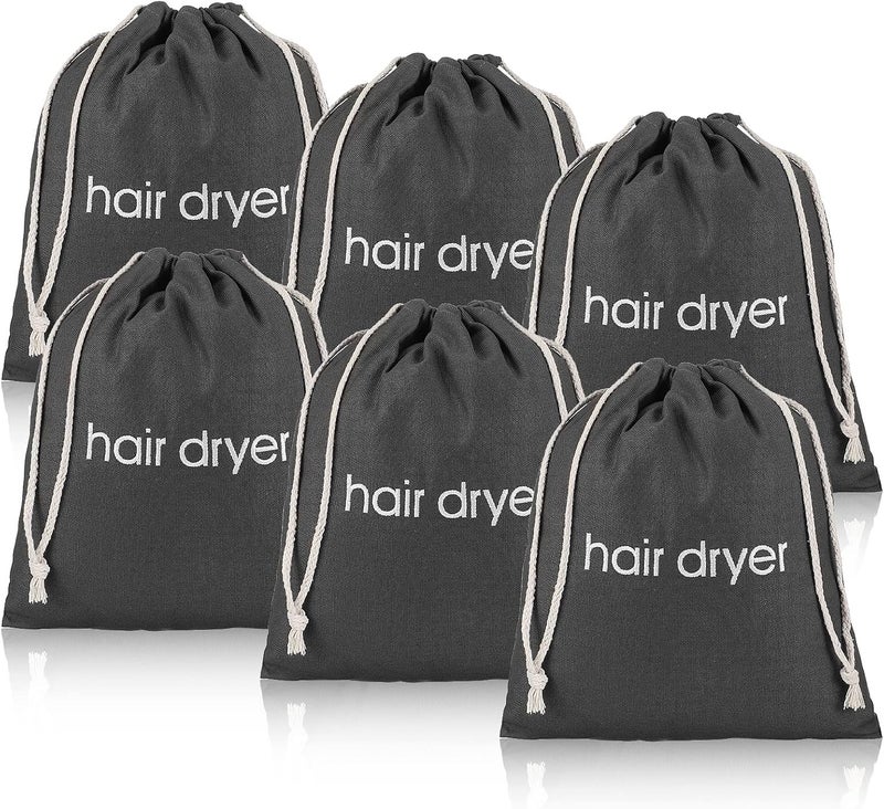 ERKXD 3 | 6 | 8 Pack Hair Dryer Bags Drawstring Bag Container Hairdryer Bag for travel bathroom (6 PCS Grey) - Image 1