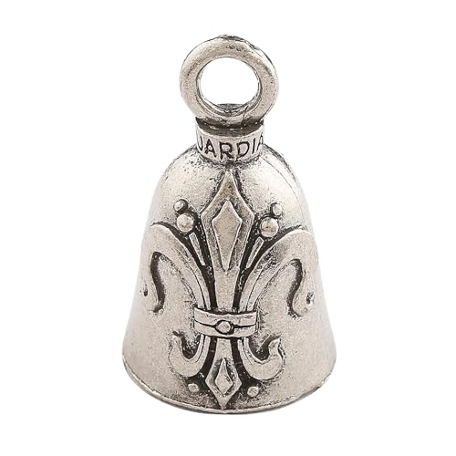 Guardian Bell Fleur De Lis Good Luck Bell w/Keyring & Black Velvet Gift Bag | Motorcycle Bell | Lead-Free Pewter | Good Luck Gift - Image 1