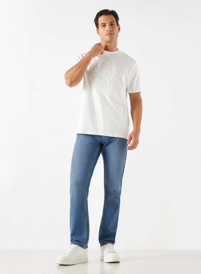 Emperor Emperor Logo Detail Crew Neck T-shirt with Short Sleeves