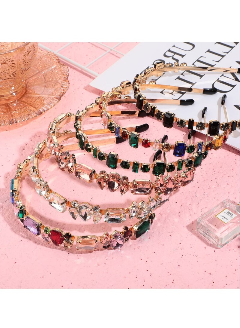 إسكدنيا Rhinestone Headbands, 6 Pcs Style Crystal Thin Head Bands, Jeweled Headbands Colorful Vintage Headband Hair Hoop Accessories for Girls - Image 3