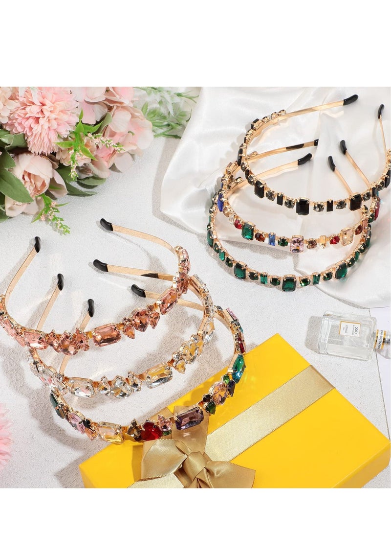 إسكدنيا Rhinestone Headbands, 6 Pcs Style Crystal Thin Head Bands, Jeweled Headbands Colorful Vintage Headband Hair Hoop Accessories for Girls - Image 4