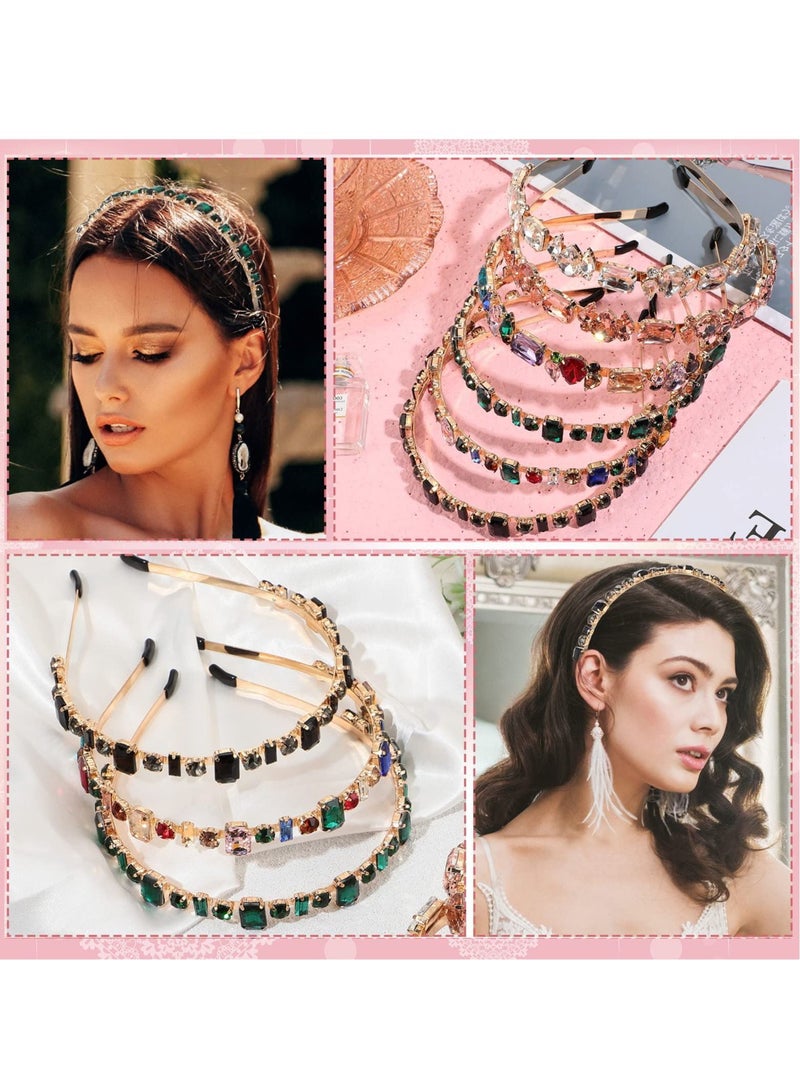 إسكدنيا Rhinestone Headbands, 6 Pcs Style Crystal Thin Head Bands, Jeweled Headbands Colorful Vintage Headband Hair Hoop Accessories for Girls - Image 2
