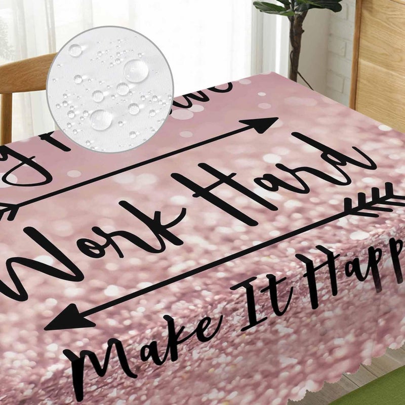 Beabes Funny Quote Table Cloth Rectangle Table 52X70 Stay Positive Work Hard and Make It Happen Wipeable Table Cover for Dinner Kitchen Outdoor Tablecloth for Party Banquets Weddings - Image 3