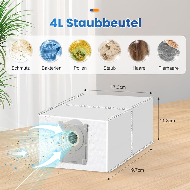 مجموعة ملحقات مكونة من 21 قطعة لمكنسة روبوت Ecovacs Deebot X9 PRO Omni، قطع غيار تشمل فرشاة رئيسية واحدة، 6 أكياس غبار، 2 بكرة ممسحة، 4 فلاتر، 6 فرش جانبية، فرشاة تنظيف واحدة، مفك براغي واحد - Image 5