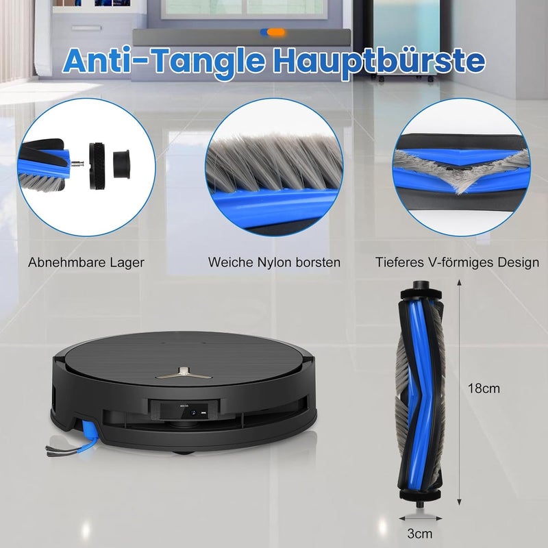 مجموعة ملحقات مكونة من 21 قطعة لمكنسة روبوت Ecovacs Deebot X9 PRO Omni، قطع غيار تشمل فرشاة رئيسية واحدة، 6 أكياس غبار، 2 بكرة ممسحة، 4 فلاتر، 6 فرش جانبية، فرشاة تنظيف واحدة، مفك براغي واحد - Image 4