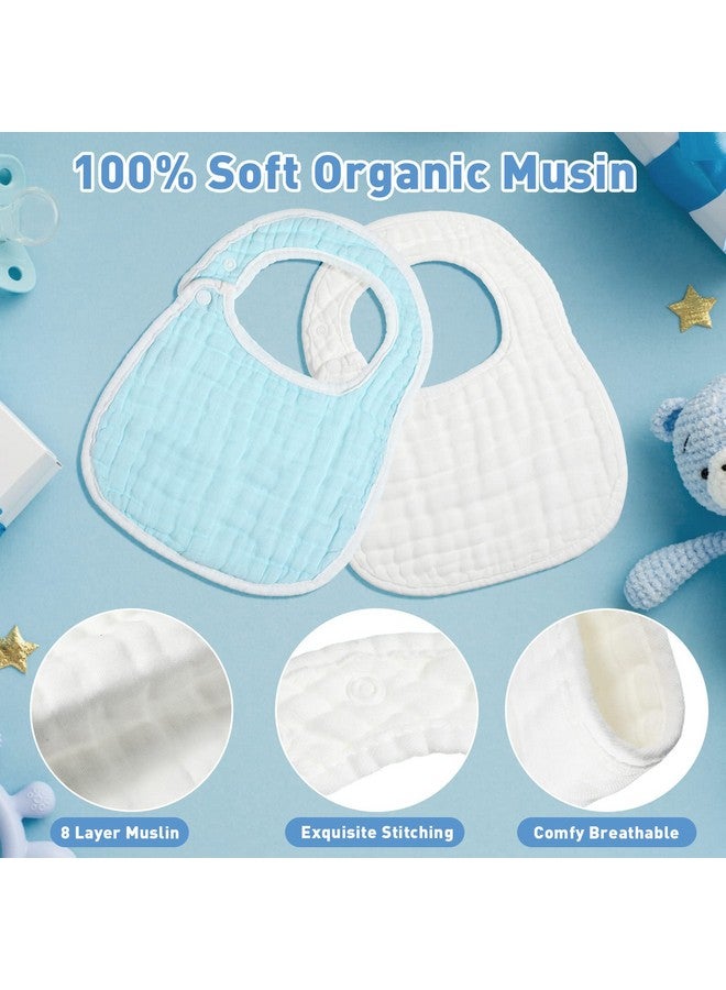 Yahenda 24 Pcs Muslin Baby Bibs Bandana Drool Bibs for Unisex Boys Girls Soft Cotton Drooling 8 Absorbent Layer,adjustable with Easy Snaps for Teething Baby Girl, Boy, Newborn Infant - Image 3