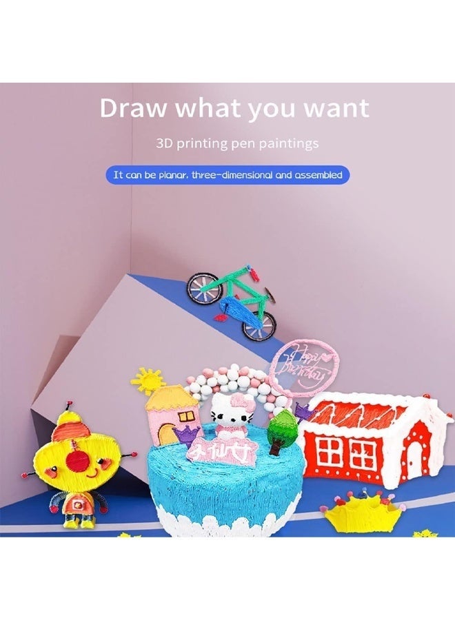 3D Children's Printing Pen Set with Display Screen High-Temperature Anti-Scald Children's Printing Pen Drawing Pen DIY Funny Set for Kids Chidren Birthday Creative Gift with PLA Filament - Image 5
