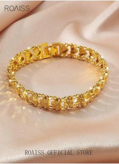 roaiss Heart Decor Chain Bracelet Cuff Bangle Jewelry Gift for Women Wife Golden  - Image 2