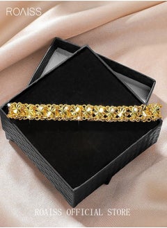 roaiss Heart Decor Chain Bracelet Cuff Bangle Jewelry Gift for Women Wife Golden  - Image 3