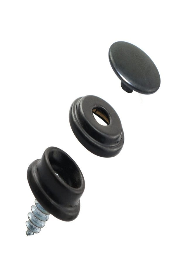 PZRT 10 Sets Canvas Snap Kit Stainless Steel Fastener Screw Snaps Consists of Buttons Sockets and Screw Studs for Leather Jackets Handbags, Black - Image 2