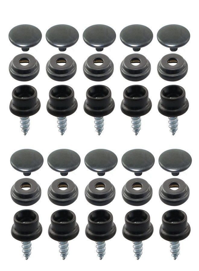 PZRT 10 Sets Canvas Snap Kit Stainless Steel Fastener Screw Snaps Consists of Buttons Sockets and Screw Studs for Leather Jackets Handbags, Black - Image 1