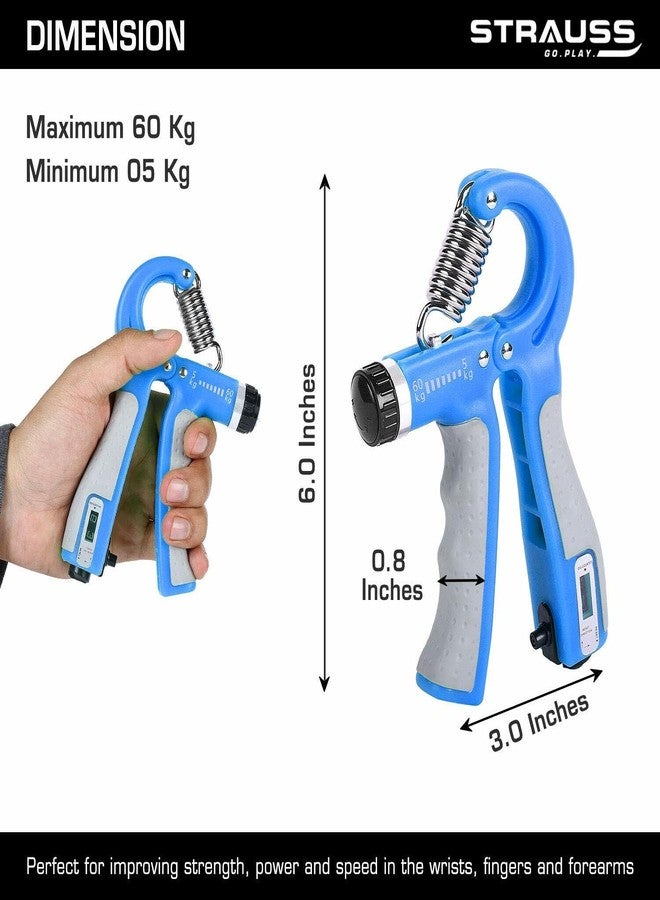 Strauss Adjustable Hand Grip Strengthener with Counter Meter - Blue (Pack of 2) - Image 3