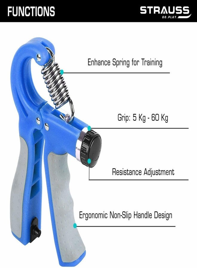 Strauss Adjustable Hand Grip Strengthener with Counter Meter - Blue (Pack of 2) - Image 4