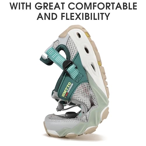 HUMTTO Women's Amphibious Hiking Water Shoes Summer Outdoor Non-Slip Closed Toe Water Sandals River Shoes 10 Grey Green - Image 3
