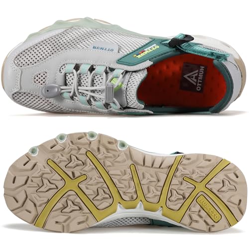 HUMTTO Women's Amphibious Hiking Water Shoes Summer Outdoor Non-Slip Closed Toe Water Sandals River Shoes 10 Grey Green - Image 4