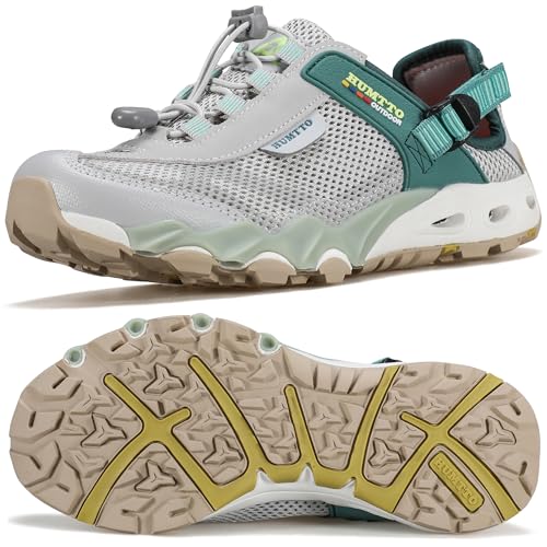 HUMTTO Women's Amphibious Hiking Water Shoes Summer Outdoor Non-Slip Closed Toe Water Sandals River Shoes 10 Grey Green - Image 5