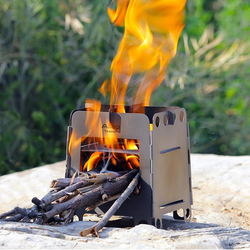 ATiAP Titanium Foldable Wood Burning Stove Camping Backpacking Stove Portable Alcohol Stove for Outdoor Camping Picnic BBQ - Image 5