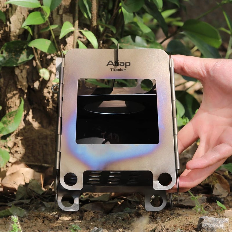 ATiAP Titanium Foldable Wood Burning Stove Camping Backpacking Stove Portable Alcohol Stove for Outdoor Camping Picnic BBQ - Image 4