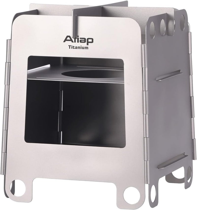 ATiAP Titanium Foldable Wood Burning Stove Camping Backpacking Stove Portable Alcohol Stove for Outdoor Camping Picnic BBQ - Image 1