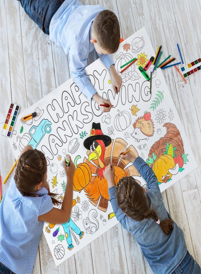 Sophena Fall Thanksgiving Coloring Poster 43.3x31.5 Inches Giant Drawing Paper Crafts for Kids Table Decorations, Color Your Own Autumn Crafts Mats for Thankful Activity Happy Thanksgiving Pumpkin Turkey - Image 3