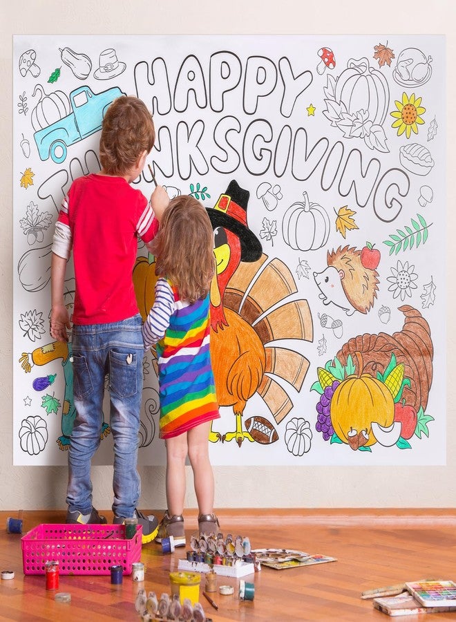 Sophena Fall Thanksgiving Coloring Poster 43.3x31.5 Inches Giant Drawing Paper Crafts for Kids Table Decorations, Color Your Own Autumn Crafts Mats for Thankful Activity Happy Thanksgiving Pumpkin Turkey - Image 5