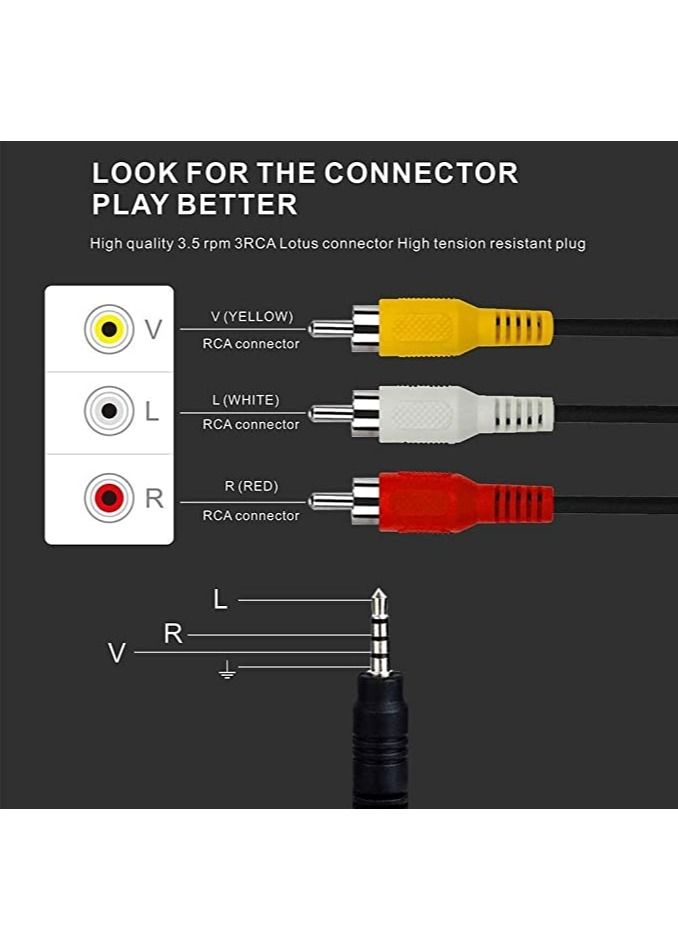 ليدين Video input lead 3.5 mm to RCA AV Camcorder Video Cable,Male to 3RCA Male Stereo Audio Video AUX Cable for Smartphones,MP3, Tablets,Speak(1.5m) - Image 3
