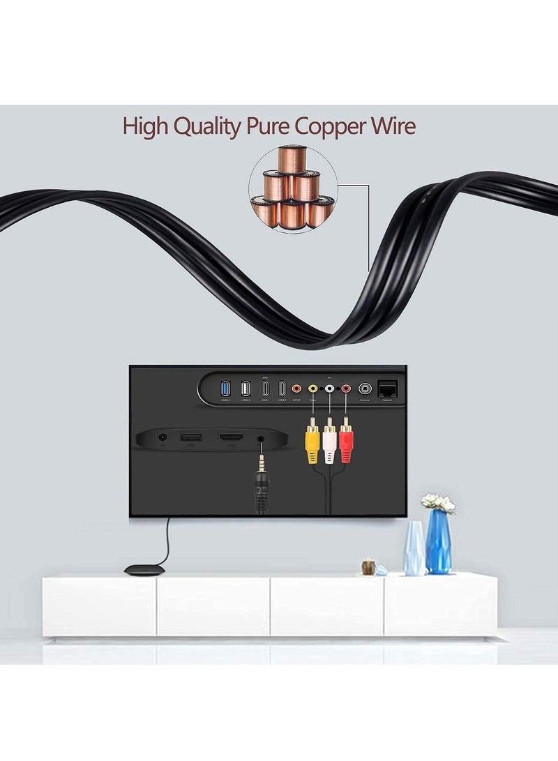 ليدين Video input lead 3.5 mm to RCA AV Camcorder Video Cable,Male to 3RCA Male Stereo Audio Video AUX Cable for Smartphones,MP3, Tablets,Speak(1.5m) - Image 4