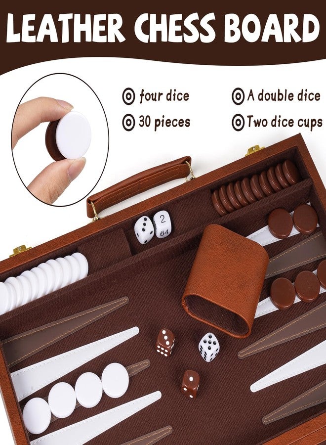 Kvintes 3-in-1 Chess Checkers Backgammon Set – 15" Folding Leather Chess Board with Handle, Acrylic Chess Pieces & Checkers, Travel Board Game Set with Storage & 2 Extra Queens - Image 4