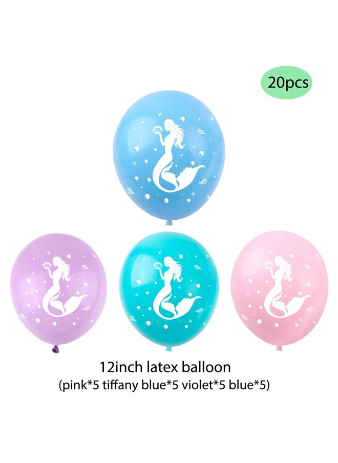 Zeemey - Mermaid Balloon Set with Happy Birthday Banner,Cake Topper,Perfect for Graduation Baby Shower Birthday Bachelorette Party Backdrop Decoration,Suitable for Indoor and Outdoor - Image 1