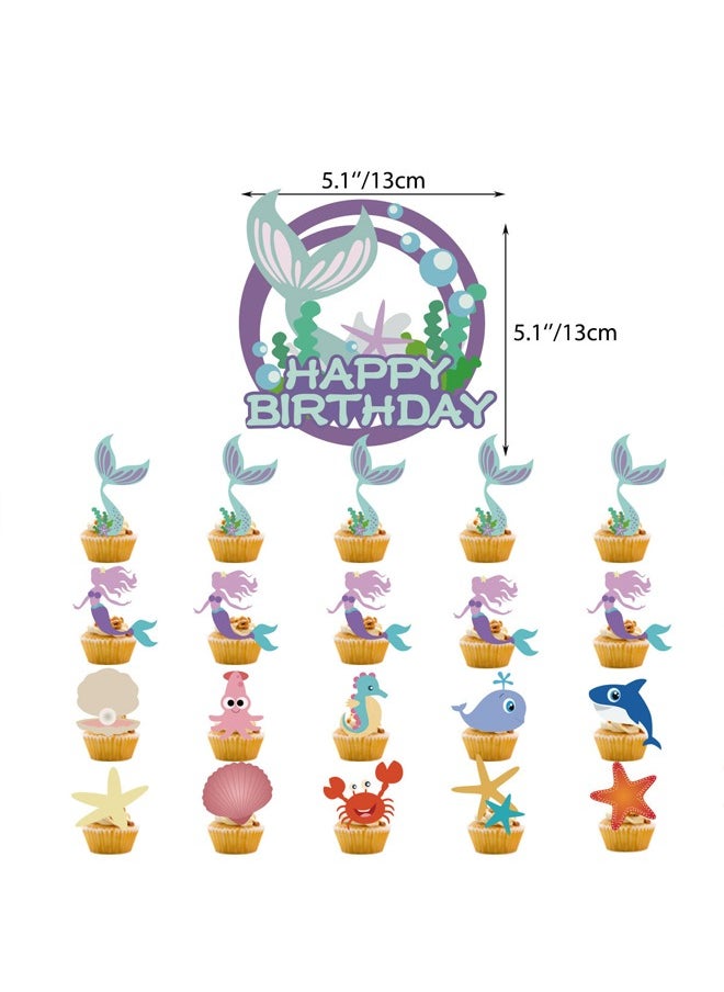 Zeemey - Mermaid Balloon Set with Happy Birthday Banner,Cake Topper,Perfect for Graduation Baby Shower Birthday Bachelorette Party Backdrop Decoration,Suitable for Indoor and Outdoor - Image 1