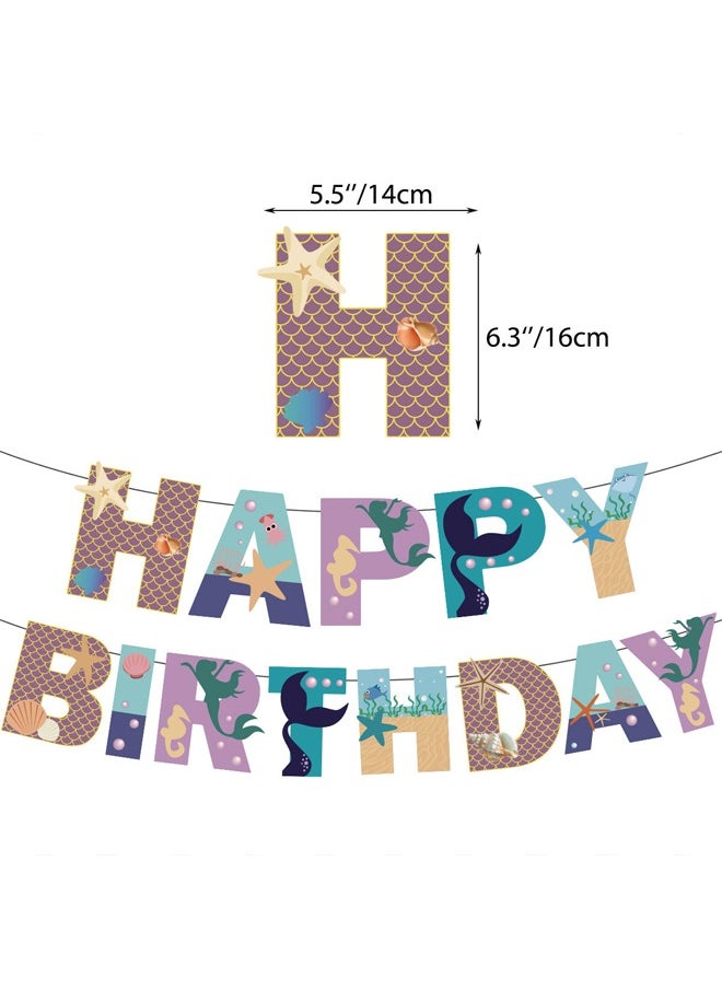Zeemey - Mermaid Balloon Set with Happy Birthday Banner,Cake Topper,Perfect for Graduation Baby Shower Birthday Bachelorette Party Backdrop Decoration,Suitable for Indoor and Outdoor - Image 1
