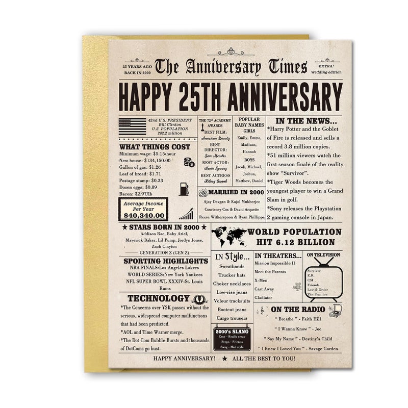 Fancylucky Jumbo 25Th Anniversary Card For Husband Wife Couples  Big 25 Year Anniversary Card Gifts For Dad Mom Parents  Romantic Silver Wedding Gifts For Husband Wife - Image 1