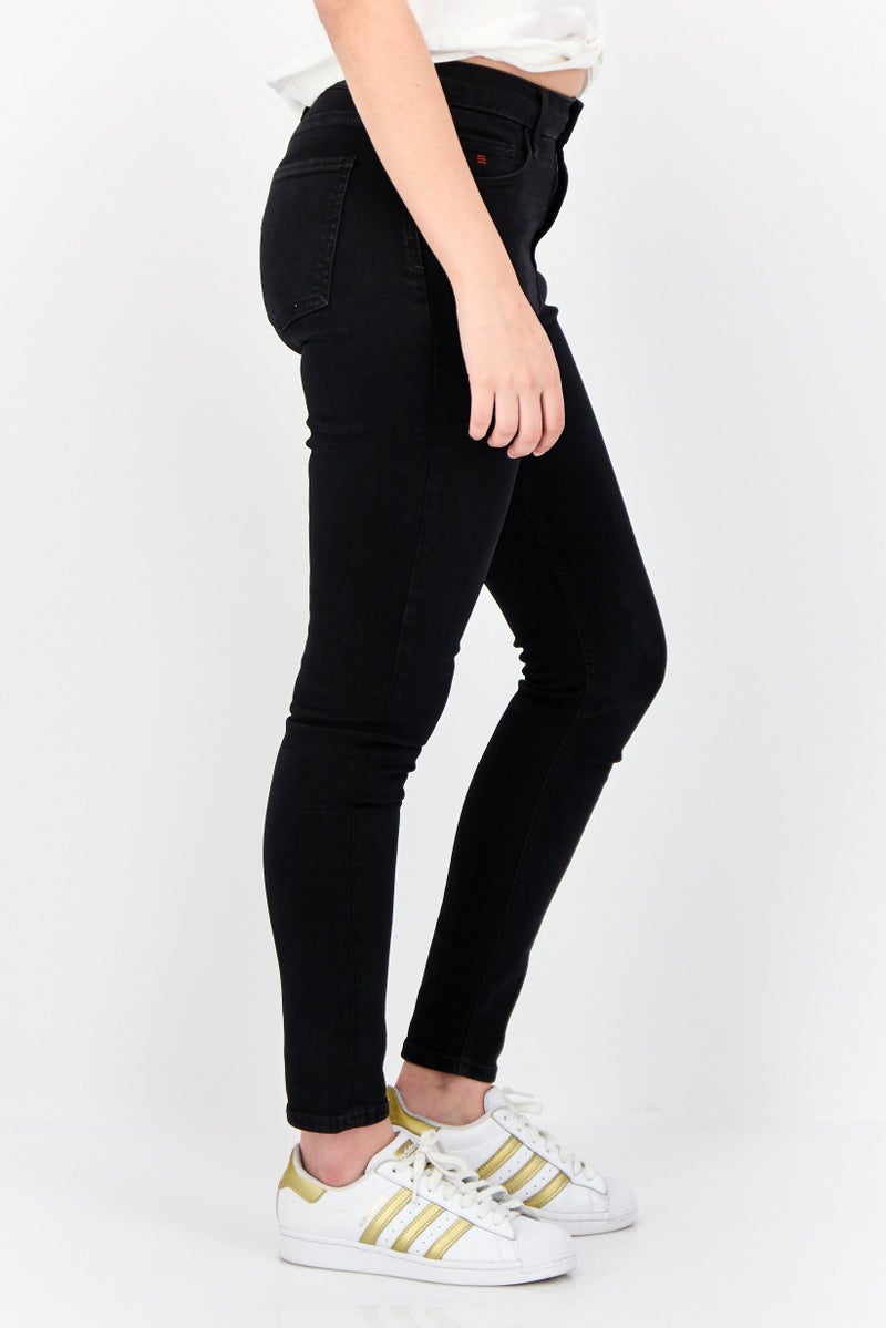 ESPRIT Women Skinny Fit Plain Stretchable Jeans, Black - Image 3
