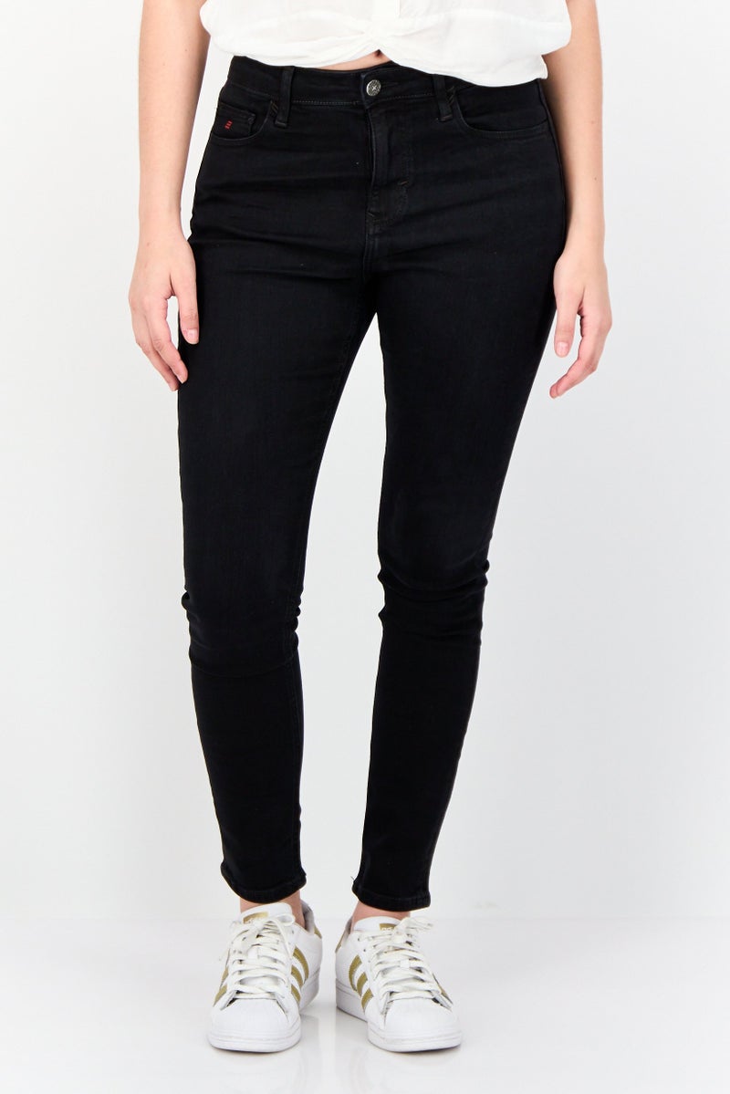 ESPRIT Women Skinny Fit Plain Stretchable Jeans, Black - Image 1