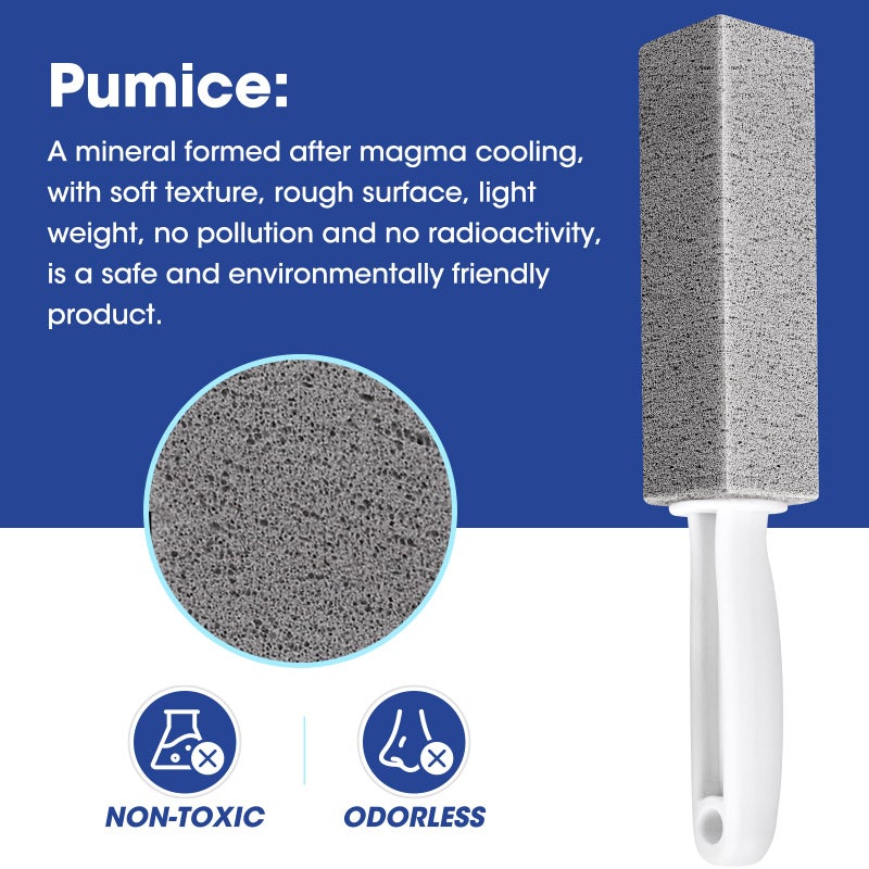 AZEN 5 Pack Pumice Stone for Cleaning, Pumie Scouring Stick with Handle, Pumice Stone Toilet Bowl Cleaner, Hard Water Stain Remover for Toilet, Bathroom, Kitchen Sink, Grill - Image 3