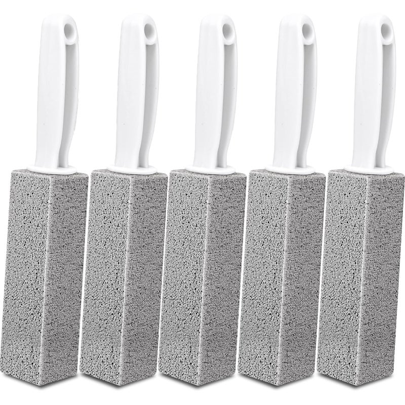 AZEN 5 Pack Pumice Stone for Cleaning, Pumie Scouring Stick with Handle, Pumice Stone Toilet Bowl Cleaner, Hard Water Stain Remover for Toilet, Bathroom, Kitchen Sink, Grill - Image 1