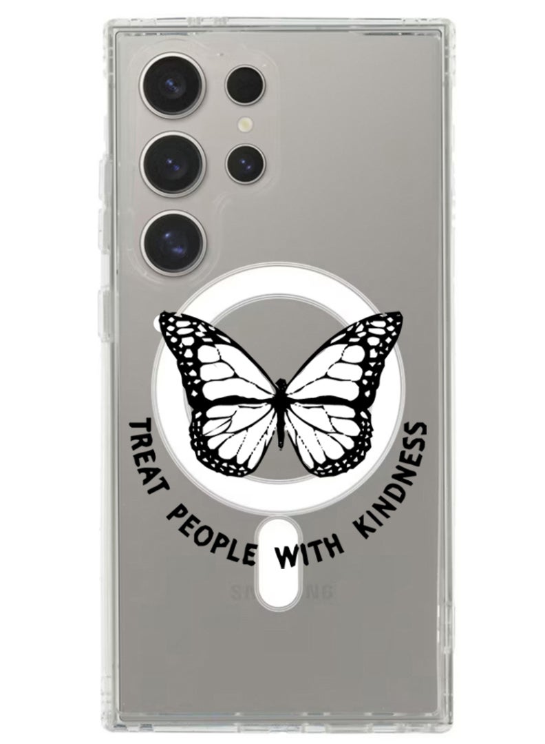 Theodor Magnetic Case for Samsung Galaxy S24 Ultra 6.8-inch Compatible with MagSafe Wireless Charging, Shockproof Phone Bumper Cover Treat people with kindness-01 - Image 1