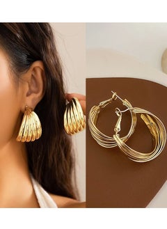 Fazza 4 Pairs Simple Metal Earrings, Gold Drop Earrings with Gold Tassels and Hypoallergenic Silver Pins, Best Gift for Mom, Wife, Daughter  - Image 5