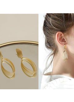 Fazza 4 Pairs Simple Metal Earrings, Gold Drop Earrings with Gold Tassels and Hypoallergenic Silver Pins, Best Gift for Mom, Wife, Daughter  - Image 3