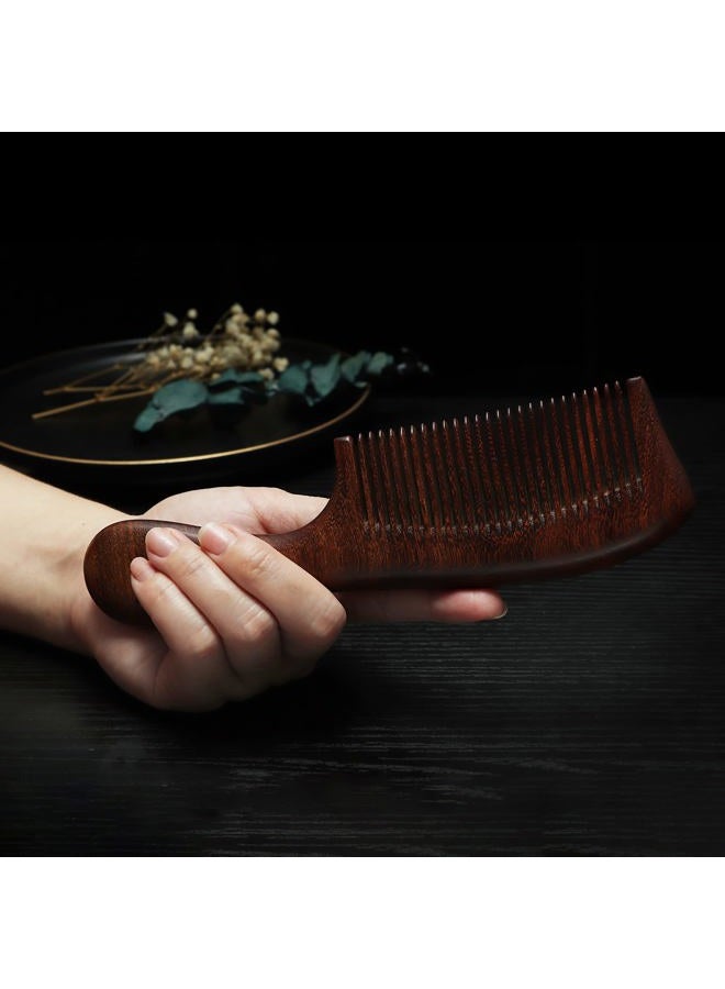 Cosfan Handmade Sandalwood Hair Comb, Black Gold Sandalwood Wood Comb, Natural Fine Tooth Wood Comb, Fine Toothed Wooden Comb for Curly Hair, Vintage Wooden Comb with Handle - Image 2