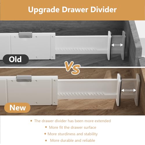 KABUM Upgrade Adjustable Drawer Divider Organizer Clothes Dresser Organizer,Expandable Organization for Home, Office,2.8" High Expandable from 11.7" to 18.5",4 Dividers with 6 Long and 2 Short Inserts - Image 5